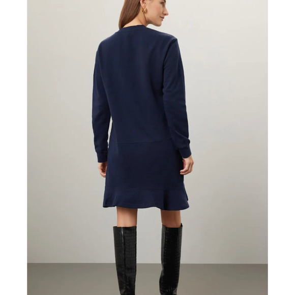 Derek Lam Blue Sweatshirt Mini Dress SMALL Oversized Comfy Preppy Designer $300 - Picture 2 of 9